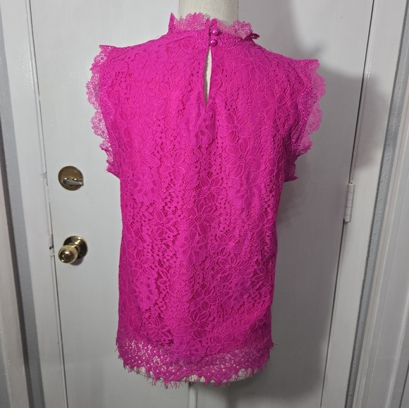 Lipslide Pink Lace Overlay Blouse NWT Sz Small - Picture 3 of 5